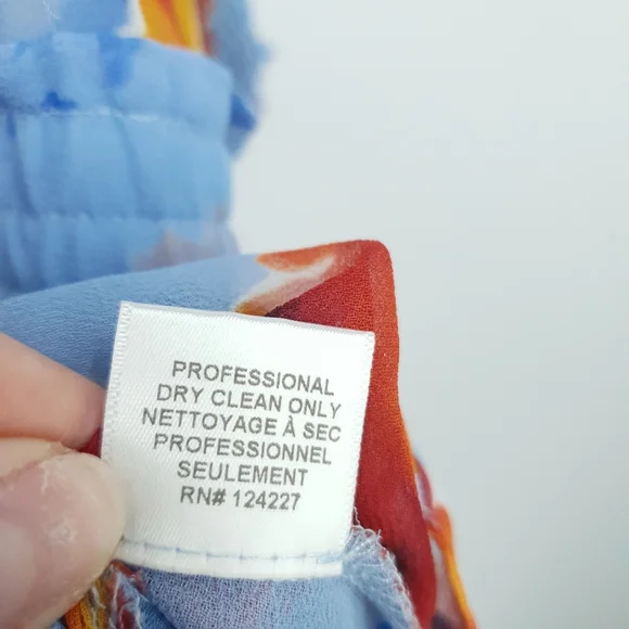 Misa Los Angeles Enya Floral Sheer Mini Dress Long Sleeve Orange & Blue Women XL - Picture 11 of 15